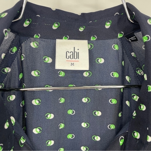 CAbi Martini Blouse M Print Button Up Top Blue Green White Button Up - Picture 3 of 6